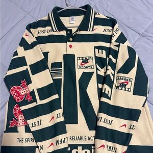 Nike Striped Polo Shirt - Black and Cream